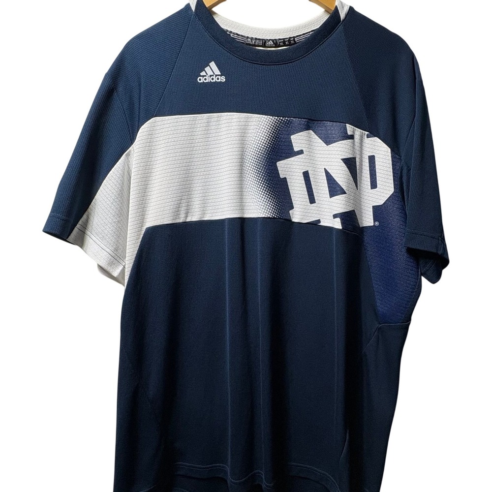 Adidas Notre Dame Fighting Irish Shirt Mens XL Navy Blue Polyester Training Tee
